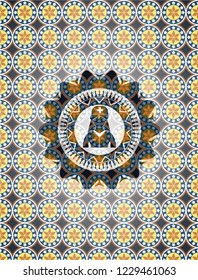 nurse icon inside arabic emblem background. Arabesque decoration.