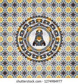 nurse icon inside arabic emblem background. Arabesque decoration.