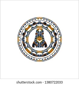 nurse icon inside arabic emblem background. Arabesque decoration.