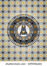 nurse icon inside arabic emblem background. Arabesque decoration.