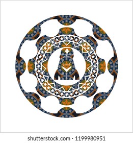 nurse icon inside arabic style emblem. Arabesque decoration.