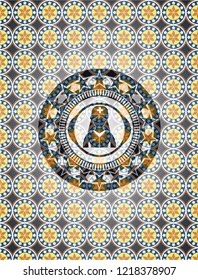 nurse icon inside arabic style badge. Arabesque decoration.