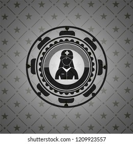 nurse icon inside black emblem. Vintage.