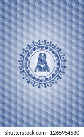 nurse icon inside blue badge with geometric background.