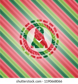 nurse icon inside christmas badge.
