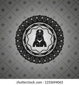 nurse icon inside dark badge or emblem