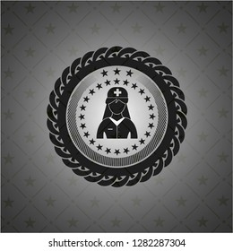 nurse icon inside dark emblem. Retro