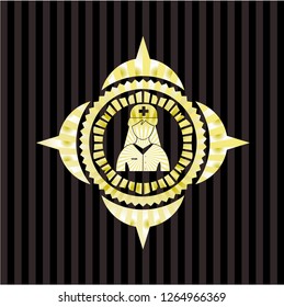 nurse icon inside gold shiny emblem