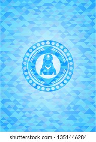 nurse icon inside light blue emblem. Mosaic background