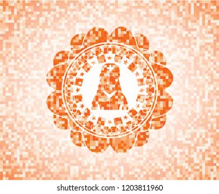 nurse icon inside orange mosaic emblem with background