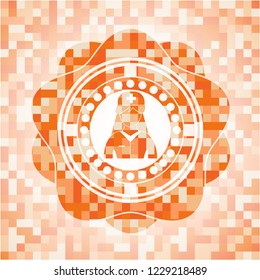 nurse icon inside orange mosaic emblem