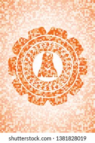 nurse icon inside orange mosaic emblem with background