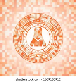 nurse icon inside orange mosaic emblem with background