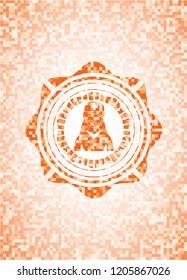 nurse icon inside orange tile background illustration. Square geometric mosaic seamless pattern with emblem inside.