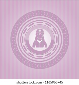 nurse icon inside pink emblem