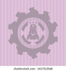nurse icon inside pink emblem. Retro