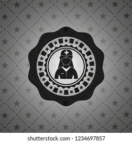 nurse icon inside realistic black emblem