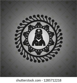 nurse icon inside realistic dark emblem