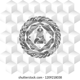 nurse icon inside realistic grey emblem with cube white background