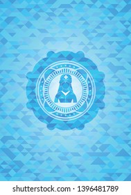 nurse icon inside realistic light blue mosaic emblem