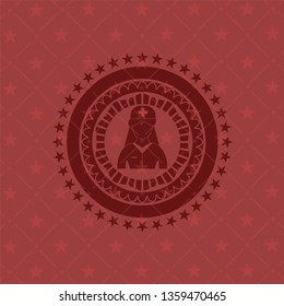 nurse icon inside red emblem. Vintage.