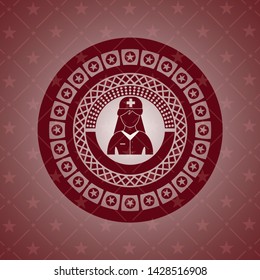 nurse icon inside red icon or emblem