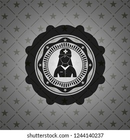 nurse icon inside retro style black emblem