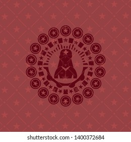 nurse icon inside retro style red emblem