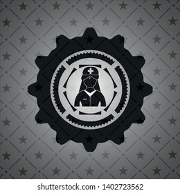 nurse icon inside retro style black emblem