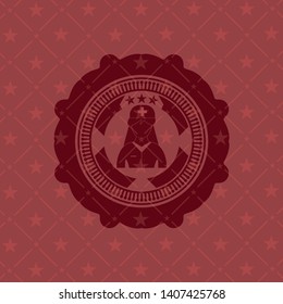 nurse icon inside retro style red emblem