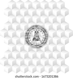 nurse icon inside retro style grey emblem with geometric cube white background