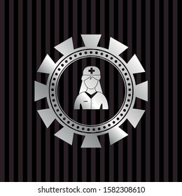 nurse icon inside silver badge