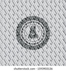 nurse icon inside silver color badge or emblem. Scales pattern. Vector Illustration. Detailed.