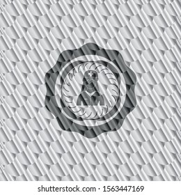 nurse icon inside silver shiny badge. Scales pattern. Vector Illustration. Detailed.