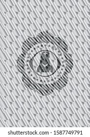 nurse icon inside silver shiny badge. Scales pattern. Vector Illustration. Detailed.