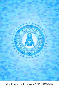 nurse icon inside sky blue mosaic emblem