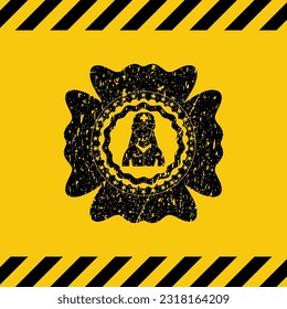 nurse icon inside warning sign, black grunge emblem. Vector Illustration. Detailed. 