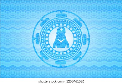 nurse icon inside water wave badge.