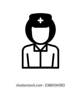 Icono de enfermera aísla la ilustración de material vectorial de fondo blanco.
