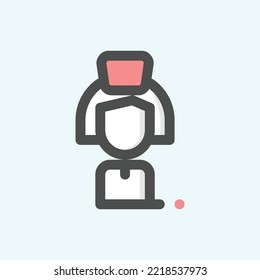  nurse icon, isolated Medical colored outline icon in light blue background, perfect for website, blog, logo, graphic design, social media, UI, mobile app
