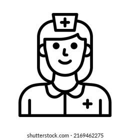 Nurse Icon. Line Art Style Design Isolated On White Background