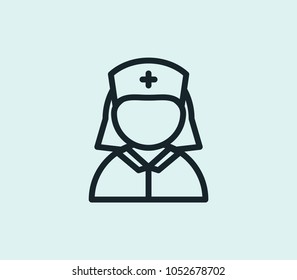 Nurse icon line isolated on clean background. Nurse icon concept drawing icon line in modern style. Vector illustration for your web site mobile logo app UI design.