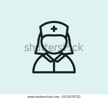 Nurse icon line isolated on clean background. Nurse icon concept drawing icon line in modern style. Vector illustration for your web site mobile logo app UI design.
