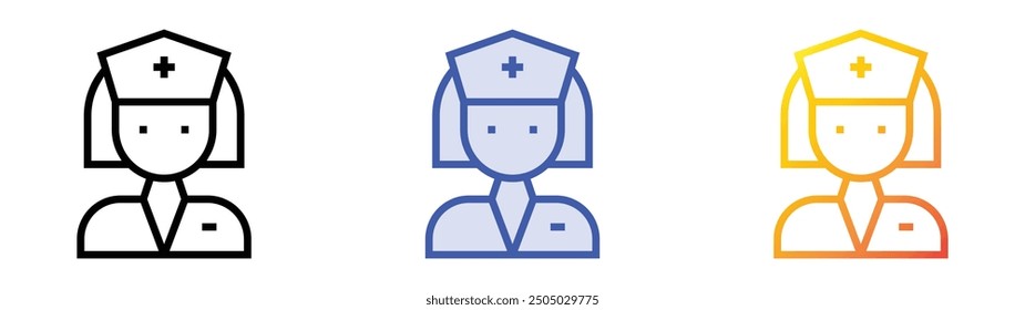 nurse icon. Linear, Blue Fill and Gradient Style Design Isolated On White Background