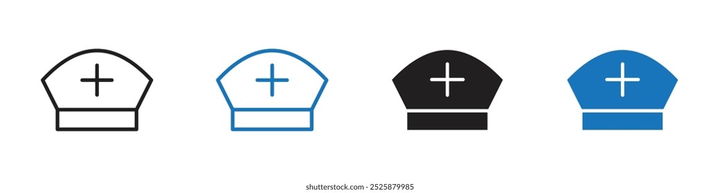 Nurse icon linear graphics set vector in black