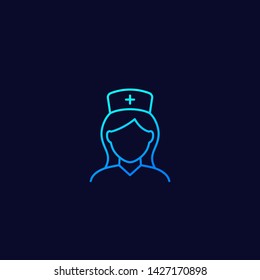 nurse icon, linear vector art