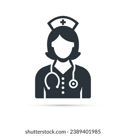 Nurse Icon. Medical assistant with stethoscope and cap for healthcare. Vector illustration