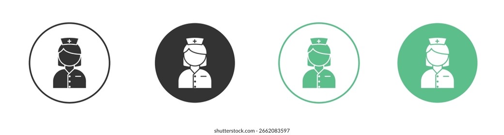 Kinderkrankenschwester Symbol Minimale flache Linie Vektor Symbol-Set.