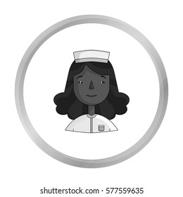Nurse icon in monochrome style isolated on white background. People of different profession symbol stock vector illustration.