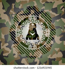 nurse icon on camo pattern